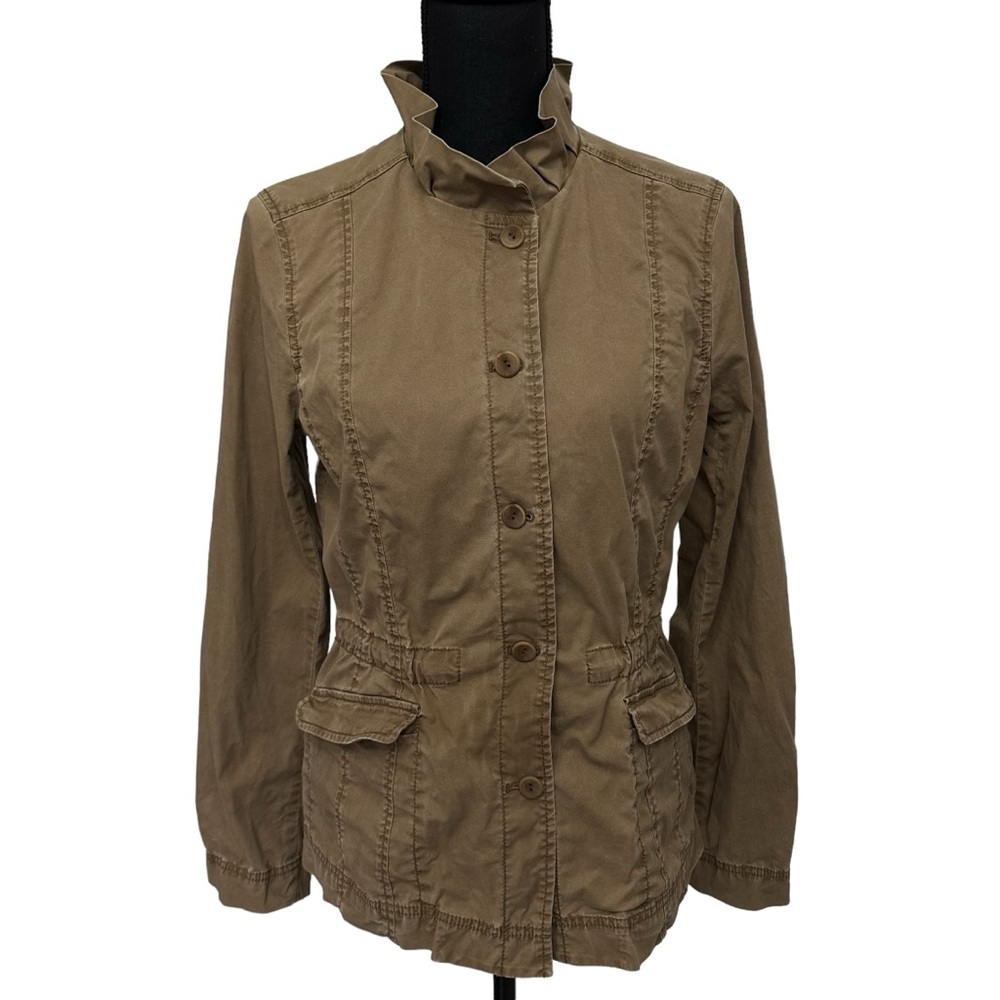 Eileen Fisher Womens Button Up Jacket‎ Size Small Ruffle Neck